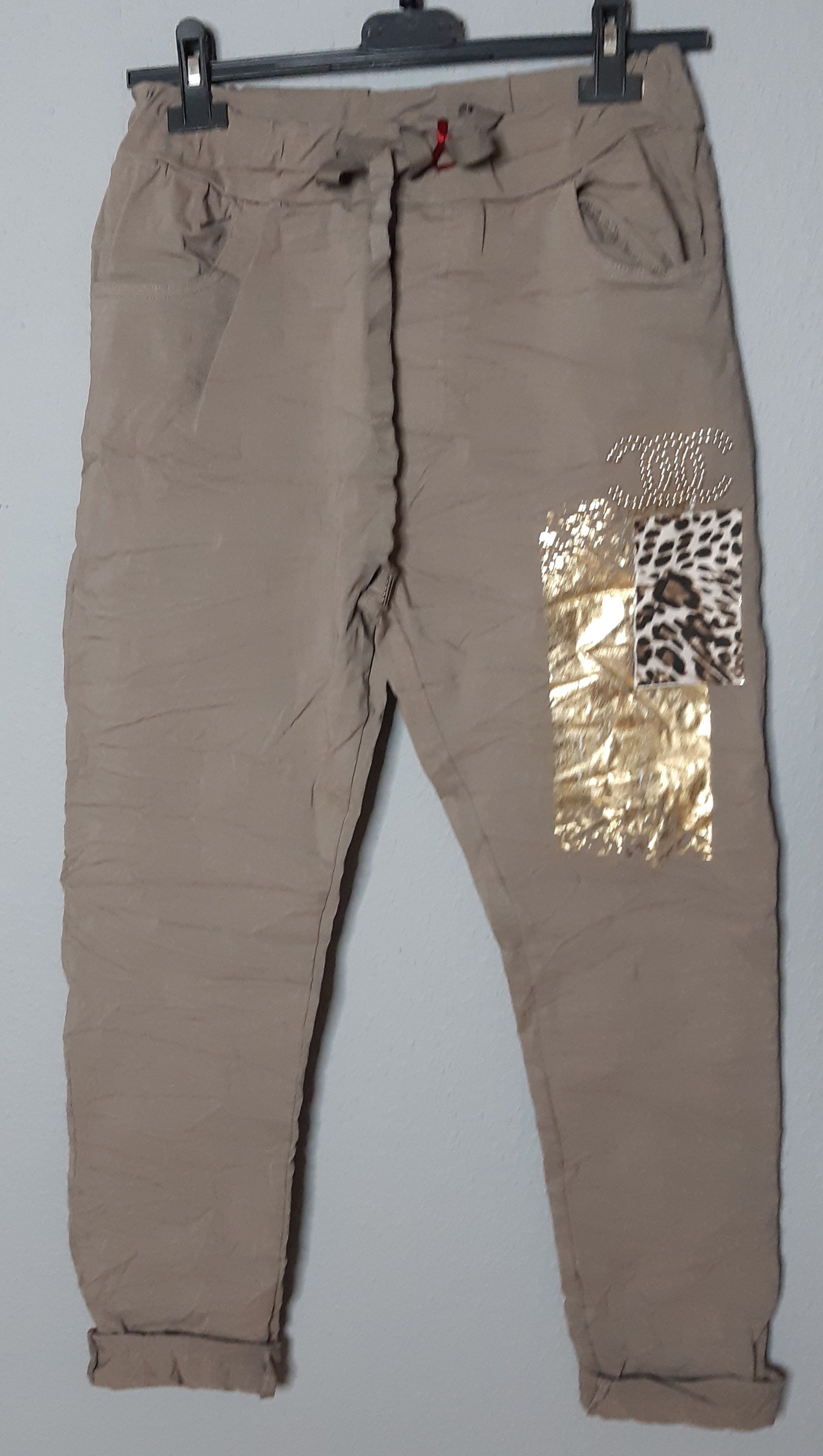 Leja sweatpants med aplikation XXL taupe