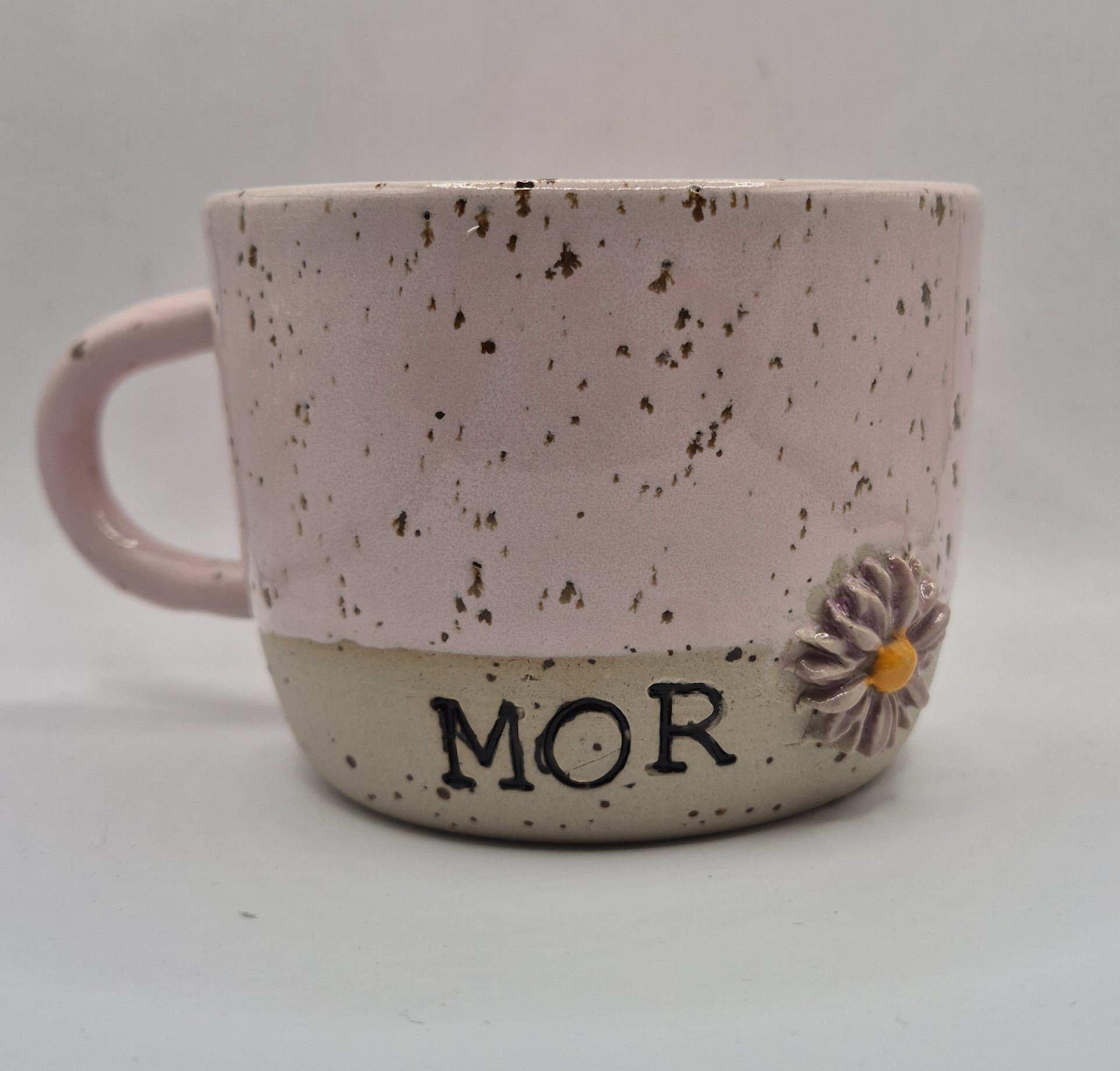 Kop MOR lyser�d med hank og rosa blomst