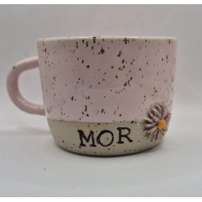 Kop MOR lyser�d med hank og rosa blomst