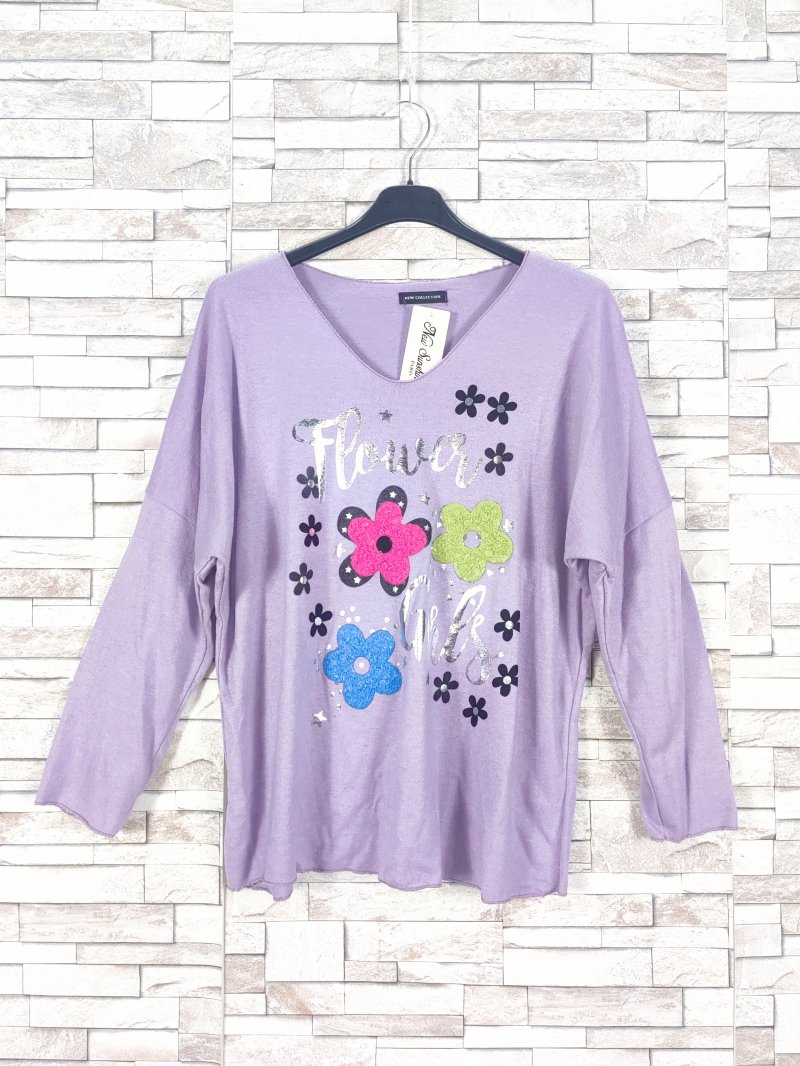 Flowers Bluse Lilla 2x65