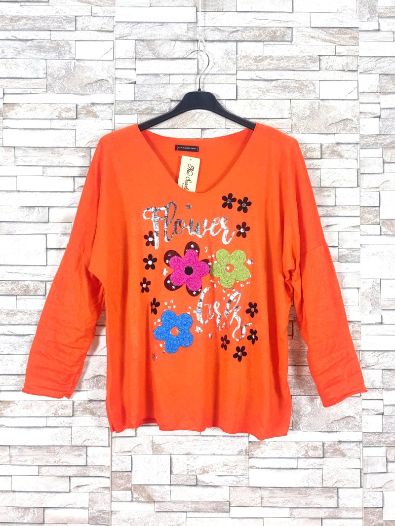 Flowers Bluse Orange 2x65