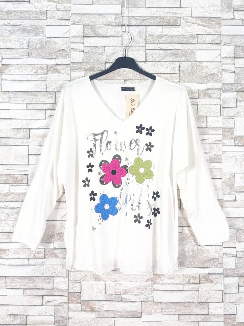 Flowers Bluse Hvid 2x65